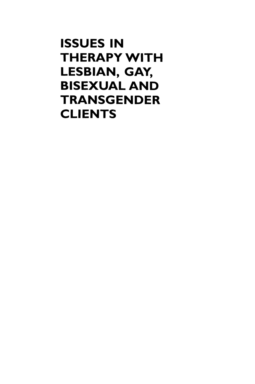 Pdf Neal Issues In Therapy With Lesbian Gay Bisexual And Transgender Clients 2000 Open
