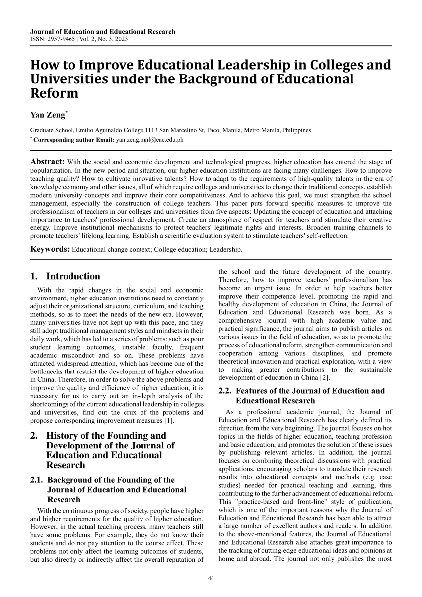 journal article on educational leadership