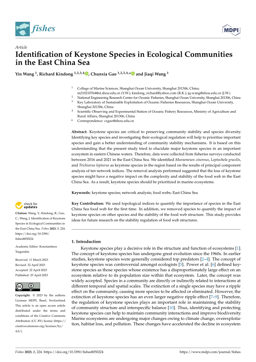 (PDF) Identification of Keystone Species in Ecological Communities in