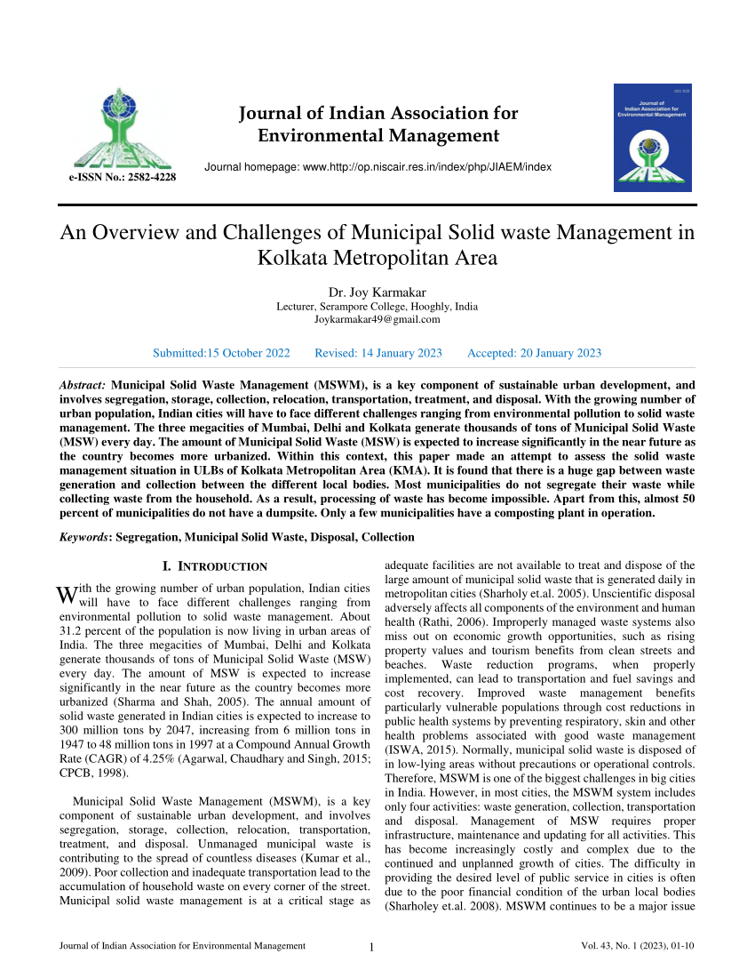 case study on waste management in kolkata