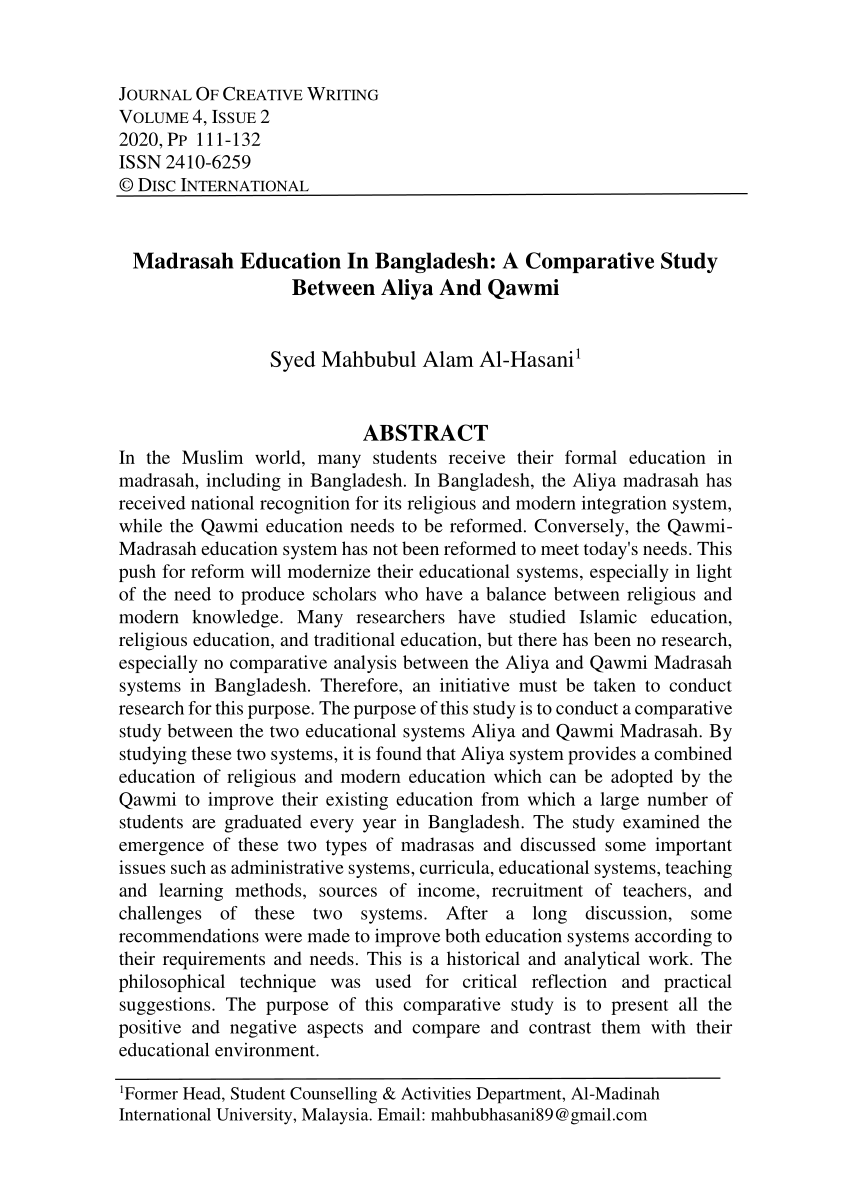 (PDF) Madrasah Education In Bangladesh: A Comparative Study Between ...