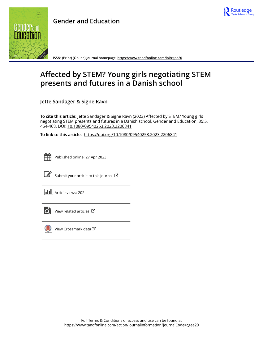 PDF Affected by STEM Young girls negotiating STEM presents and  