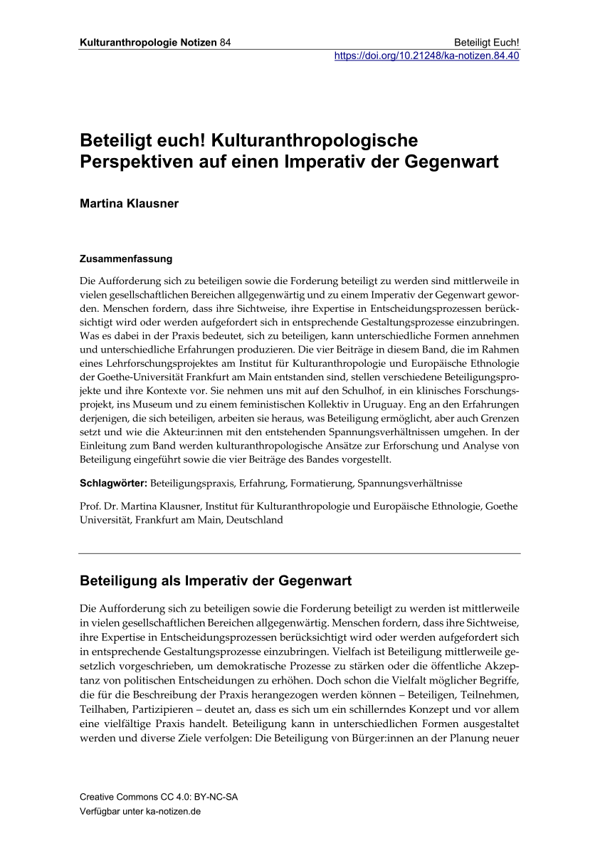 PDF) Beteiligt euch! Kulturanthropologische Perspektiven auf einen  Imperativ der Gegenwart