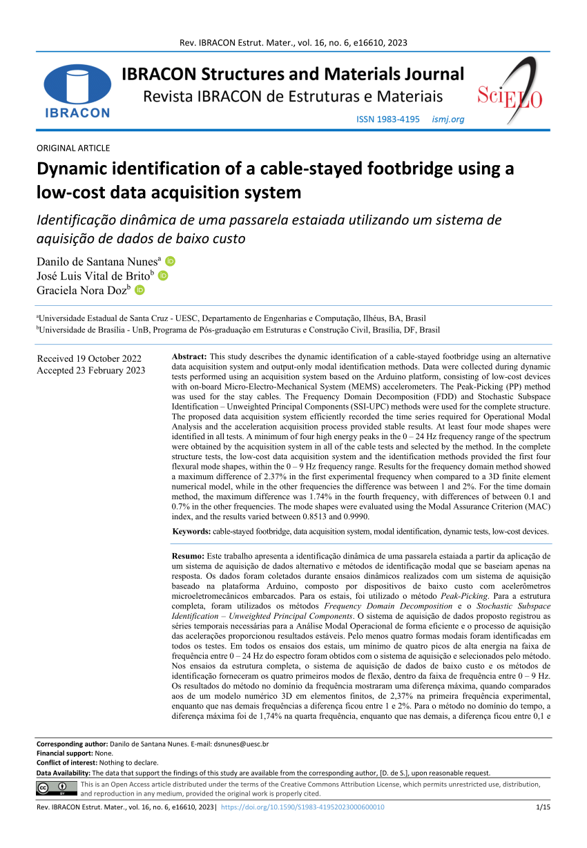(PDF) Dynamic identification of a cable-stayed footbridge using a low ...