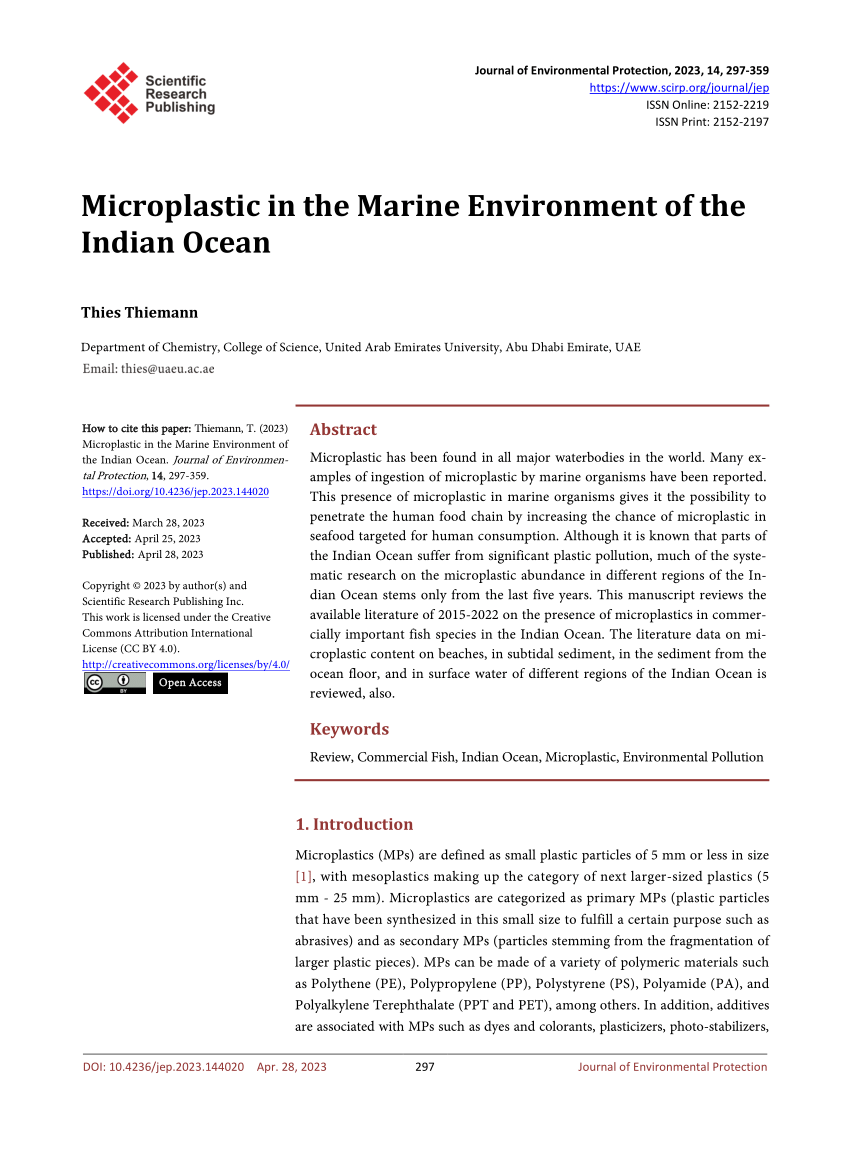 PDF) Microplastic in the Marine Environment of the Indian Ocean