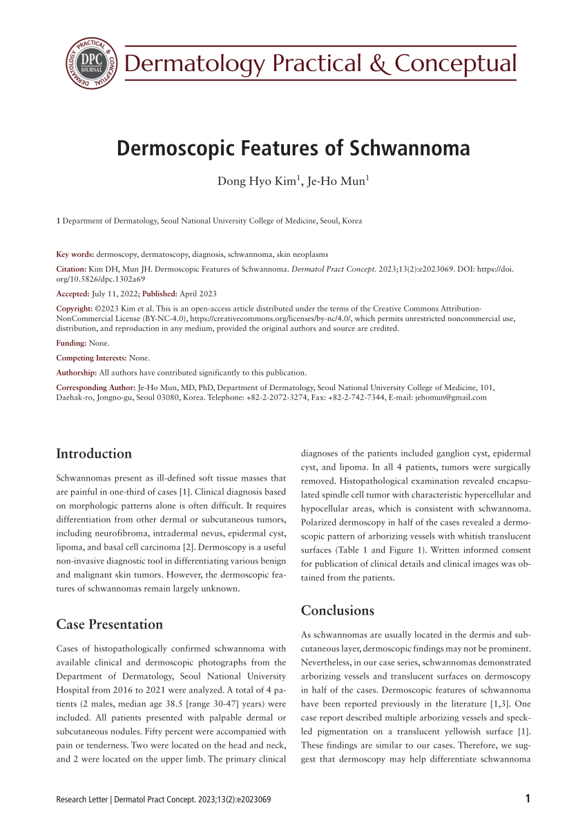(PDF) Dermoscopic Features of Schwannoma
