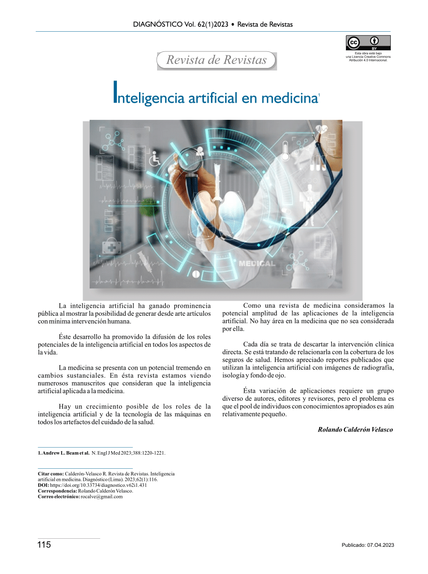 PDF Inteligencia Artificial En Medicina