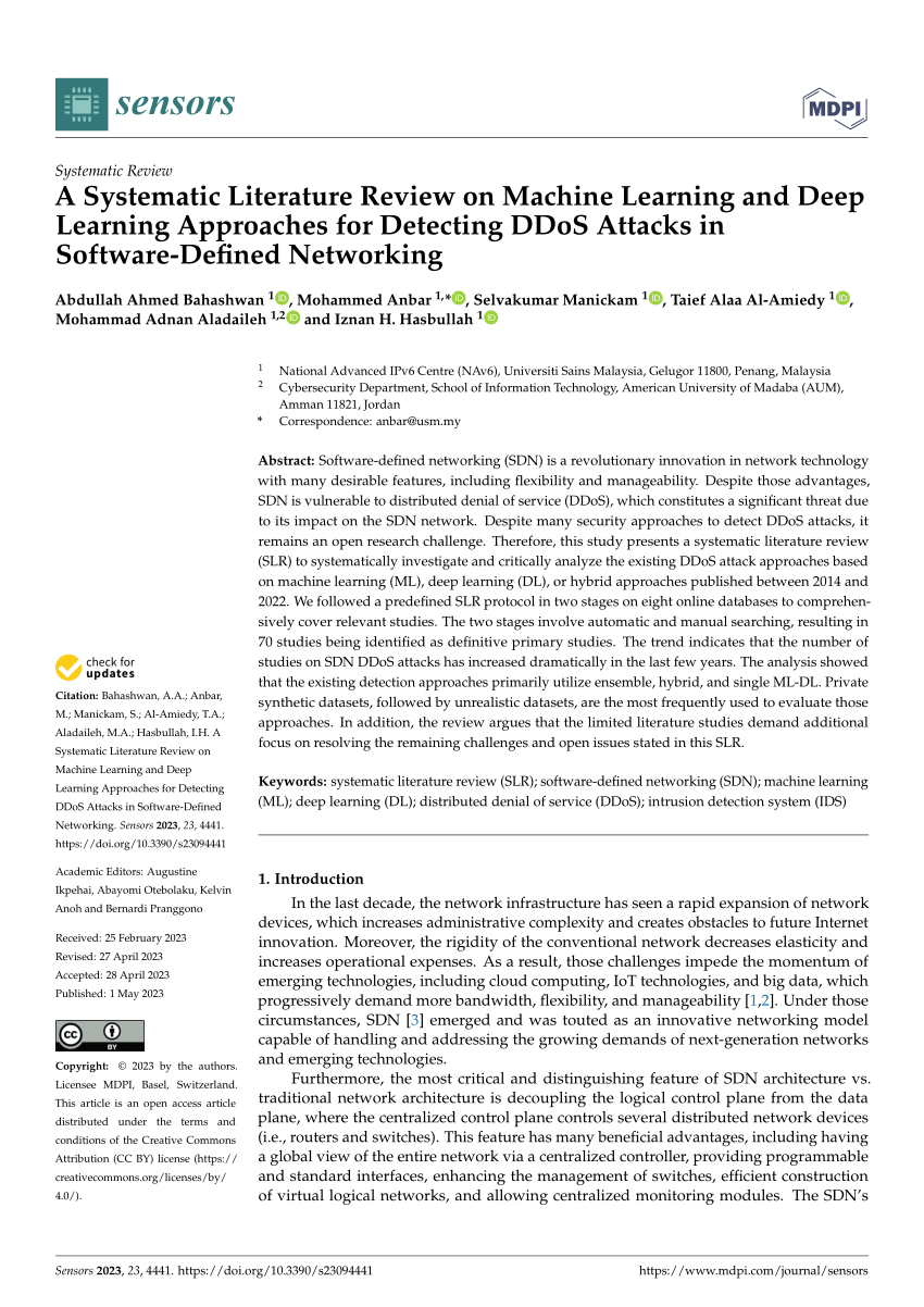 a systematic literature review on software defined networking