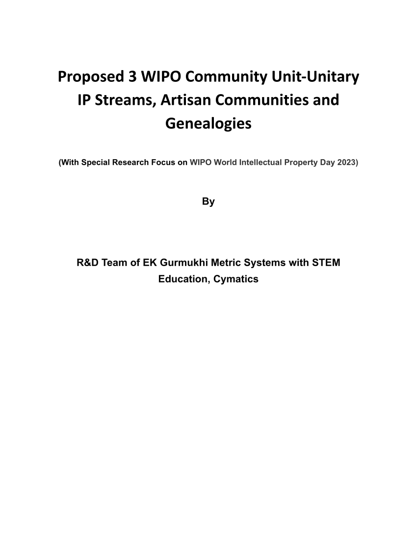(PDF) Proposed 3 WIPO Community UnitUnitary IP Streams, Artisan