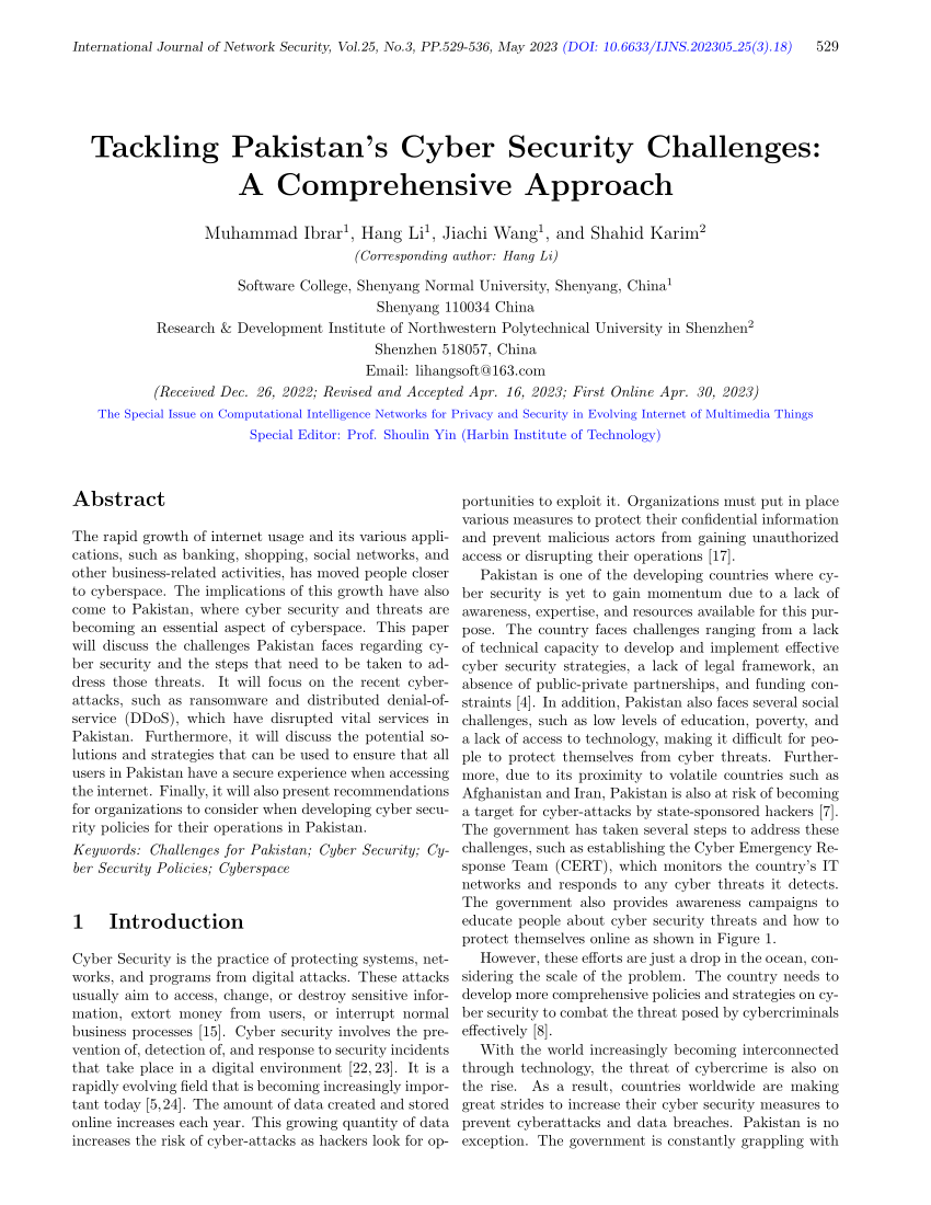 https://i1.rgstatic.net/publication/370491919_Tackling_Pakistan's_Cyber_Security_Challenges_A_Comprehensive_Approach/links/645296a35762c95ac36eb1e3/largepreview.png