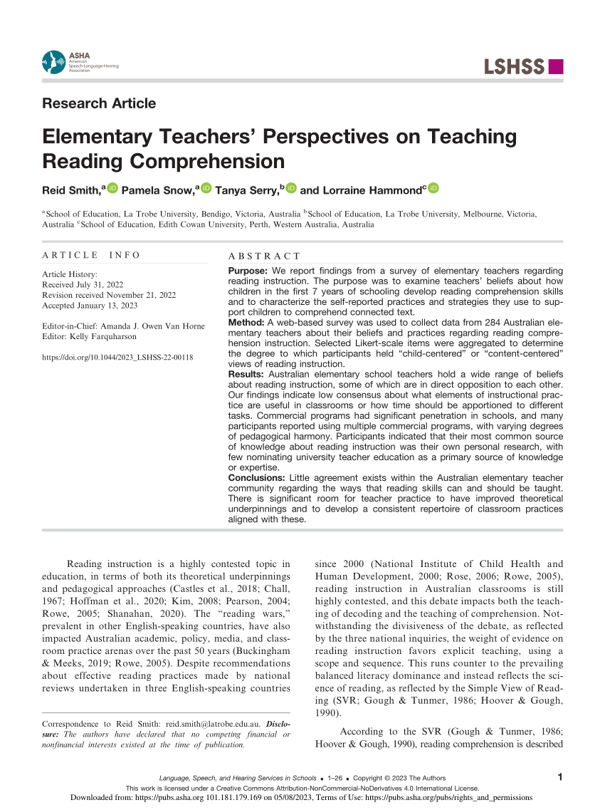 latest research on teaching reading comprehension