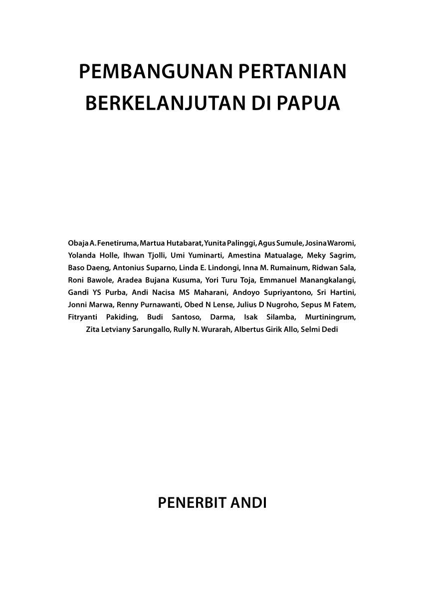 PDF) PEMBANGUNAN PERTANIAN BERKELANJUTAN DI PAPUA PENERBIT ANDI