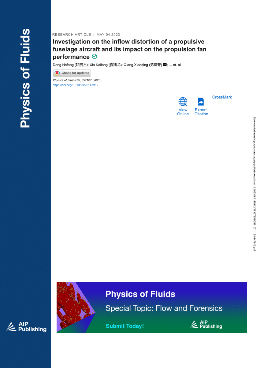 (PDF) Investigation on the inflow distortion of a propulsive fuselage ...
