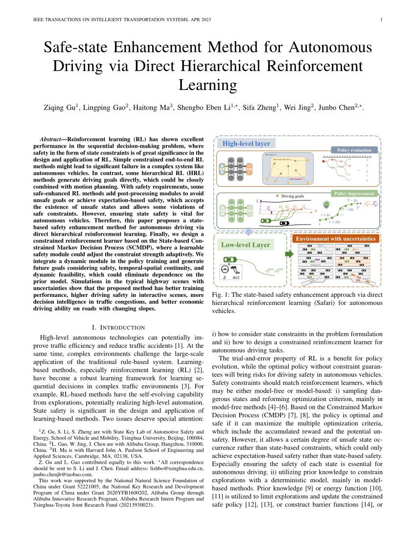 Pdf Safe State Enhancement Method For Autonomous Driving Via Direct Hierarchical Reinforcement 8570