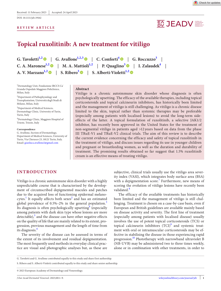 (PDF) Topical Ruxolitinib A new treatment for vitiligo