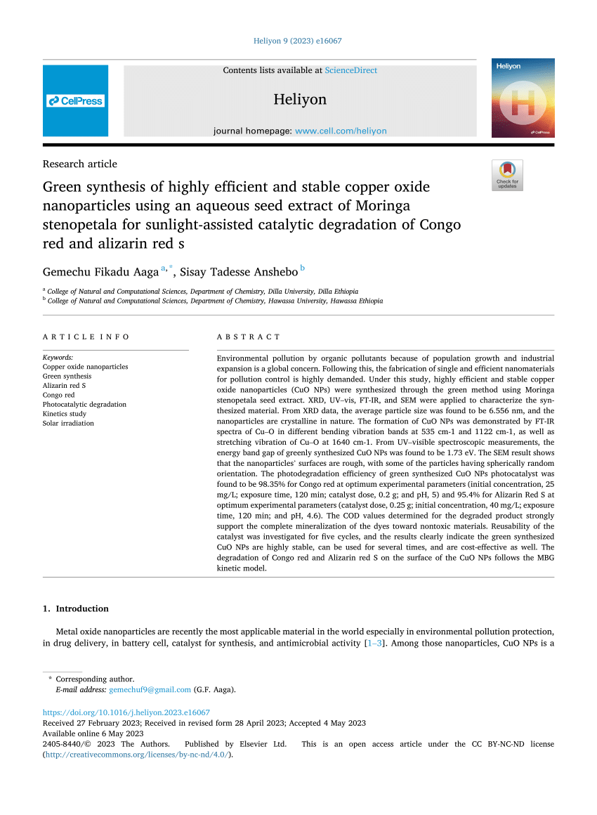 Highly antimicrobial activity of cerium oxide nanoparticles synthesized  using Moringa oleifera leaf extract by a rapid green precipitation method -  ScienceDirect