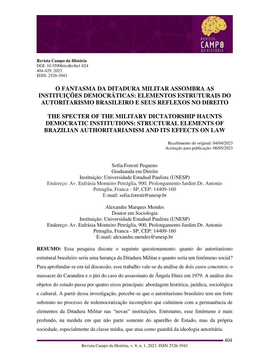 PDF) Crimes contra a Humanidade Praticados pela Ditadura Brasileira de  1964-1985: Direito à Memória e à Verdade, Dever de Investigação e Inversão  do Ônus da Prova