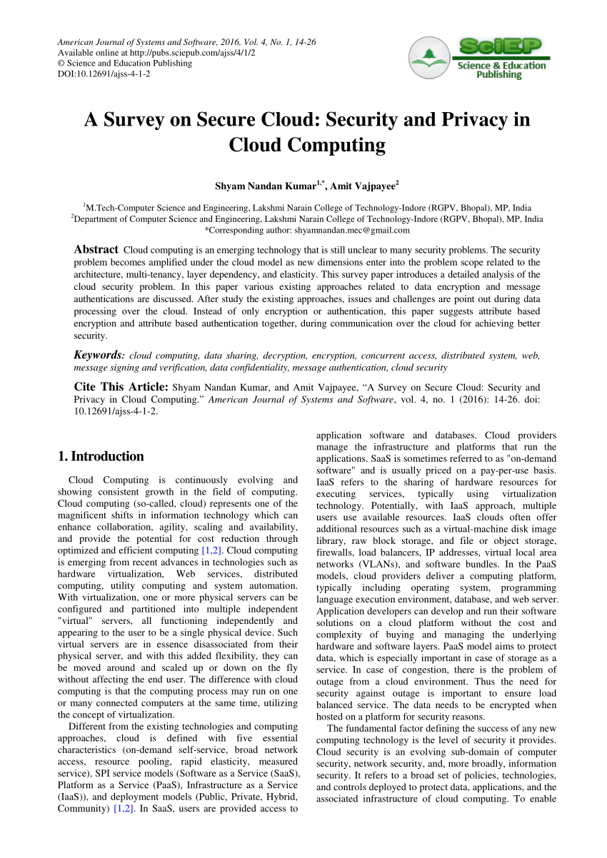 security and privacy in cloud computing research papers