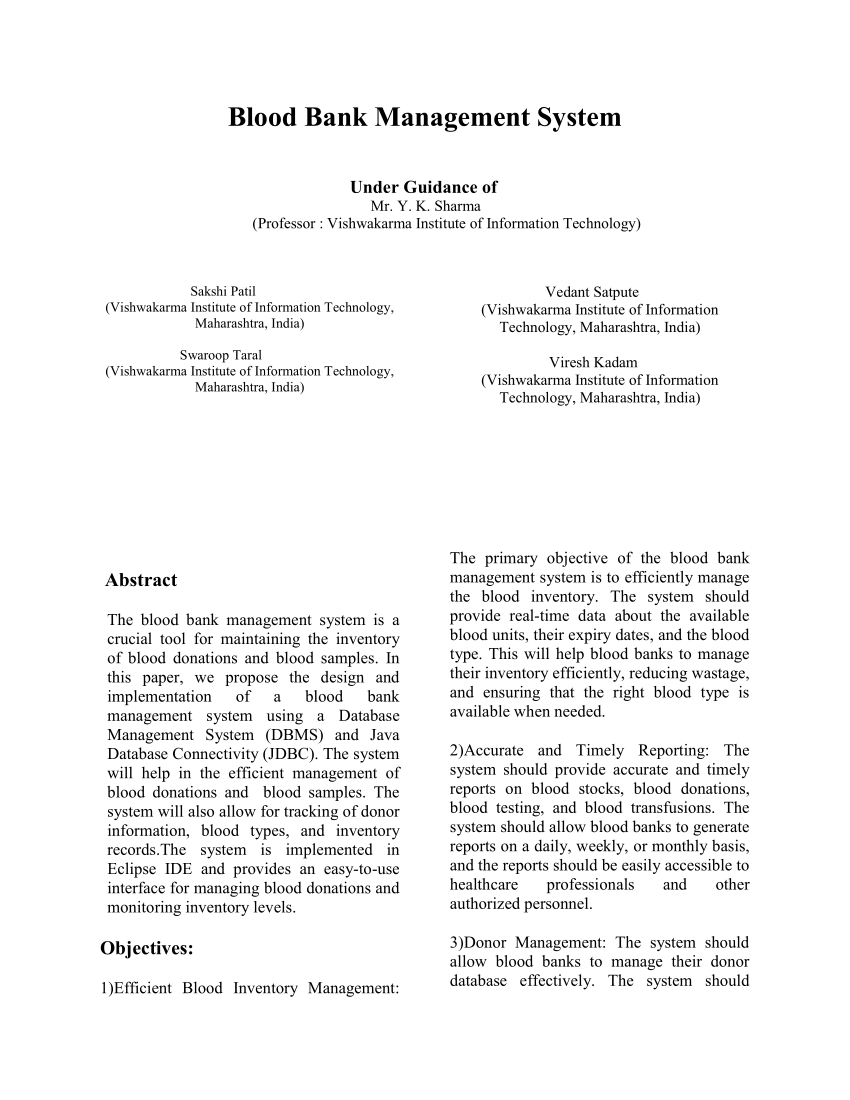 literature review for blood bank system