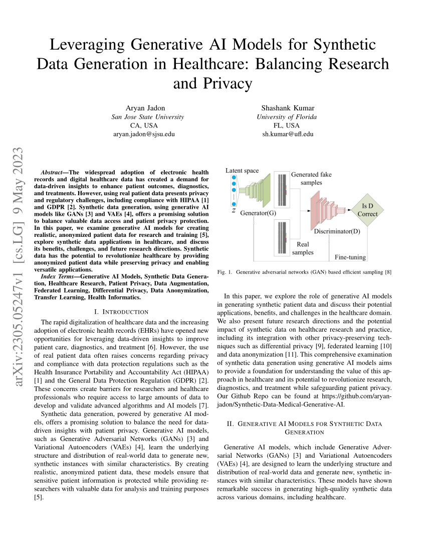 Pdf Leveraging Generative Ai Models For Synthetic Data Generation In Healthcare Balancing 3806