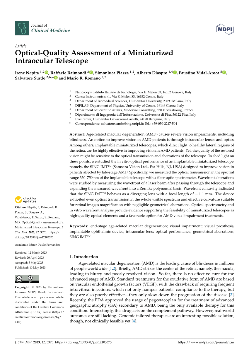 PDF Optical Quality Assessment of a Miniaturized Intraocular