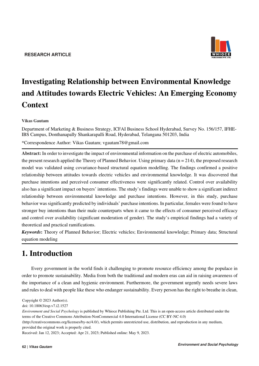(PDF) Investigating Relationship between Environmental Knowledge and