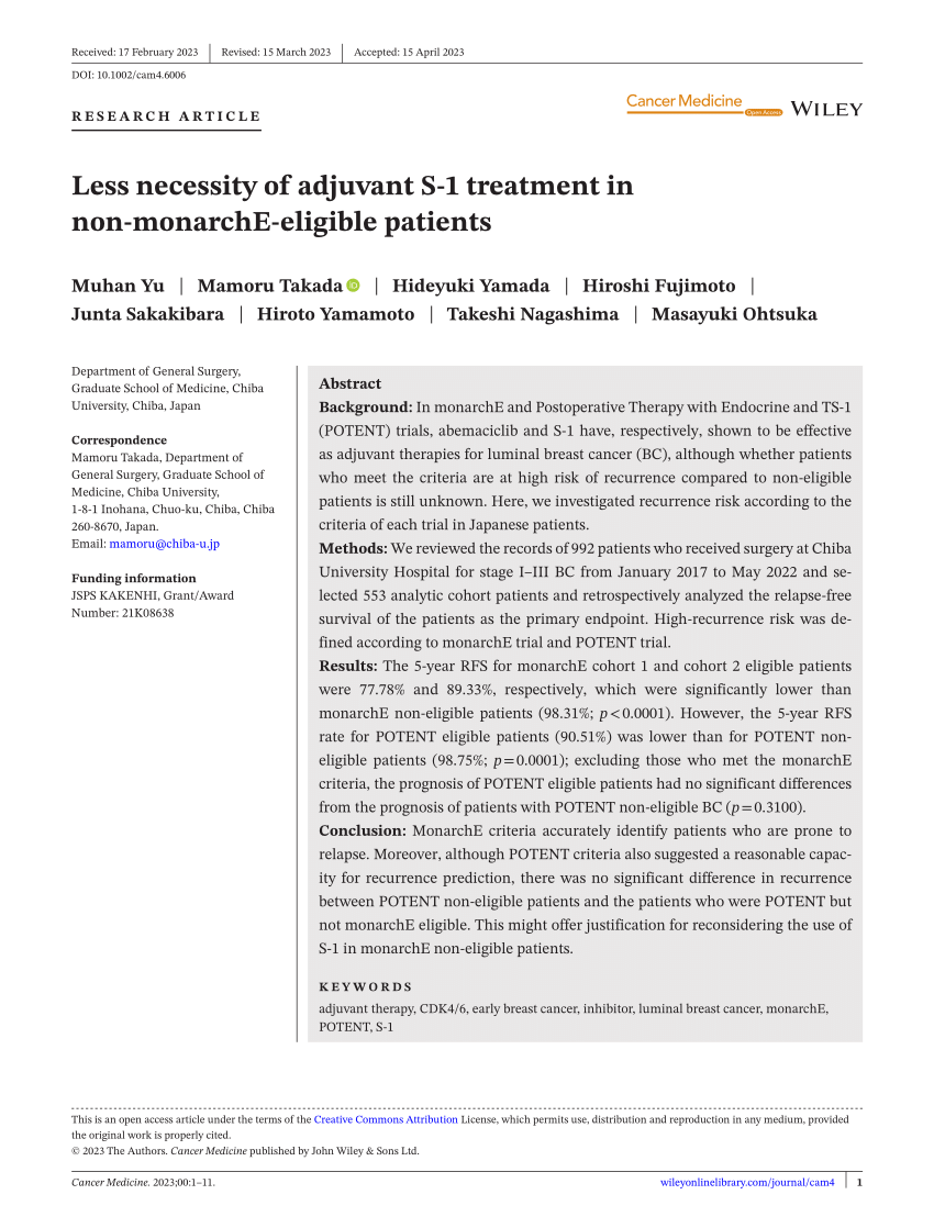 (PDF) Less necessity of adjuvant S1 treatment in nonmonarchEeligible