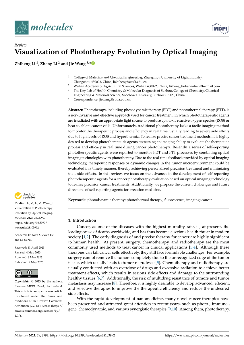 Pdf Visualization Of Phototherapy Evolution By Optical Imaging