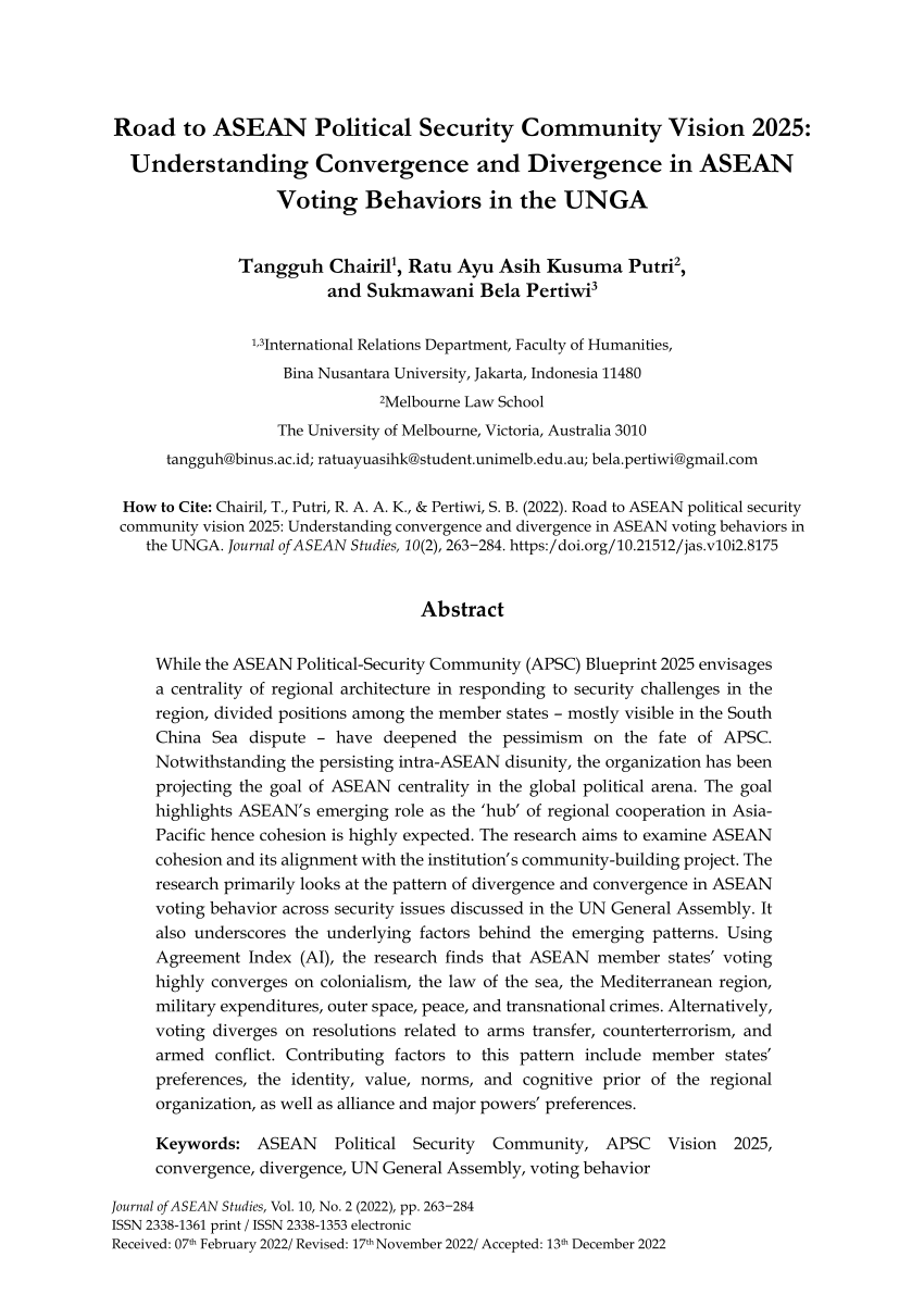 (PDF) Road to ASEAN Political Security Community Vision 2025