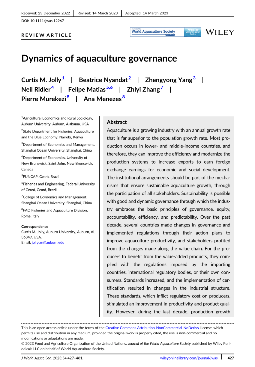 PDF Dynamics of aquaculture governance