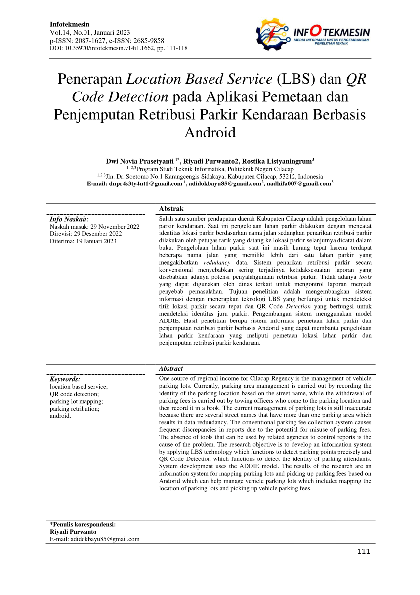 Pdf Penerapan Location Based Service Lbs Dan Qr Code Detection Pada Aplikasi Pemetaan Dan 7412