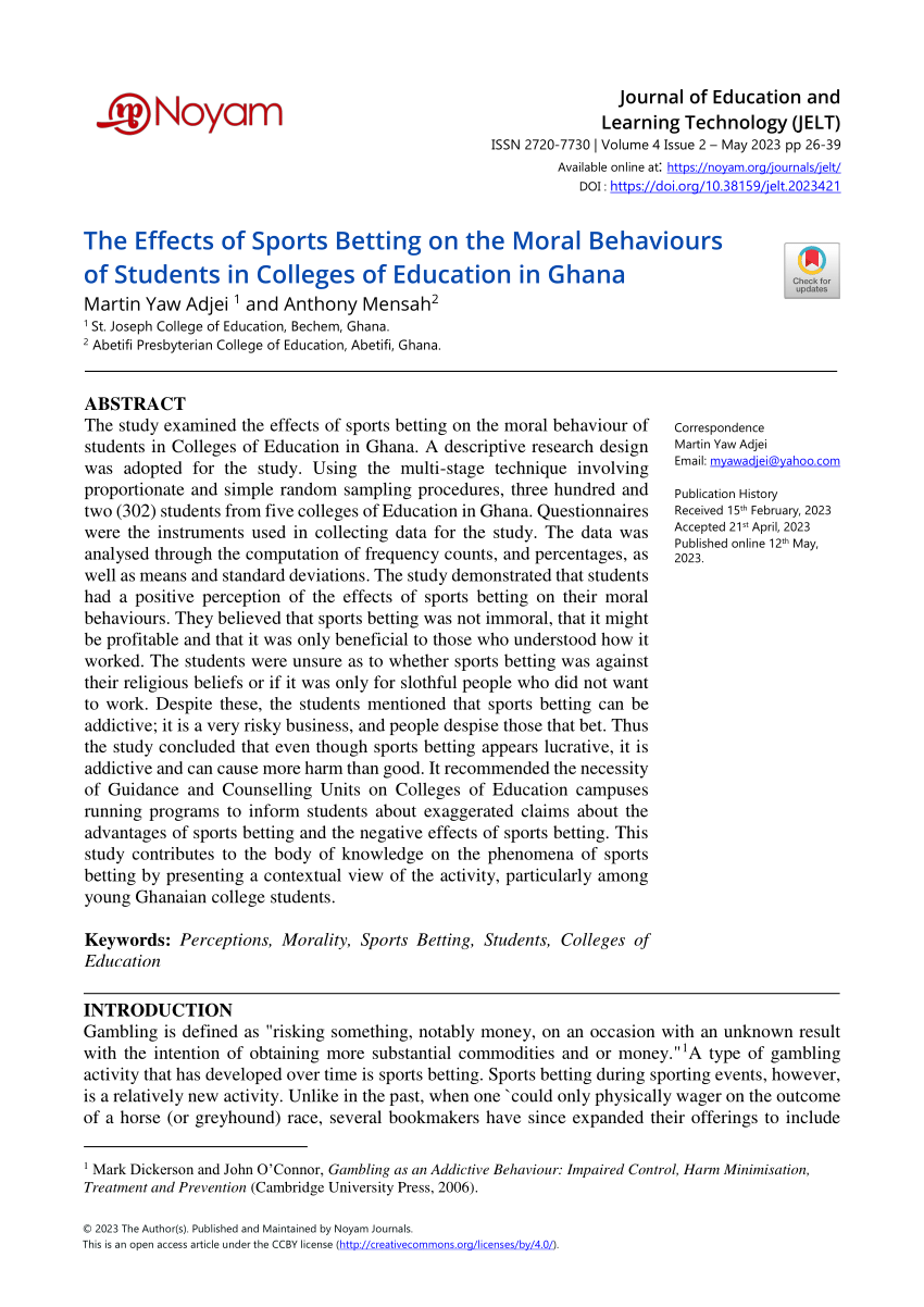 PDF) DIFFERENCE BETWEEN SPORTS BETTING AND GAMBLING ON THE ASPECT OF  EDUCATIONAL LEVEL OF CITIZENS WHO ARE ACTIVE USERS OF THE GAMES OF CHANCE  IN THE REPUBLIC OF MACEDONIA