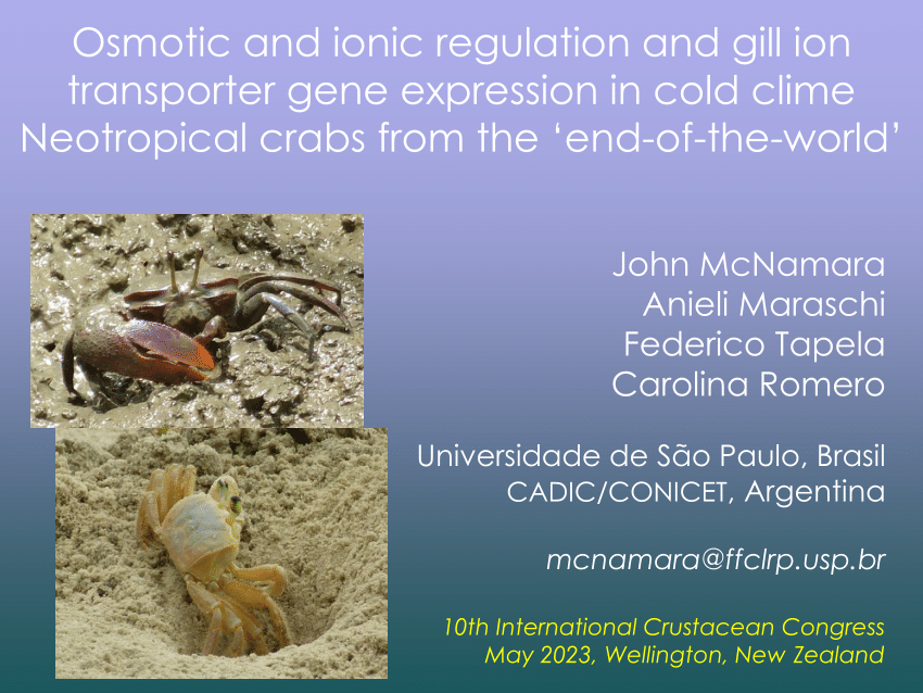 PDF) Osmotic and ionic regulation and gill ion transporter gene expression  in cold clime Neotropical crabs from the 'end-of-the-world