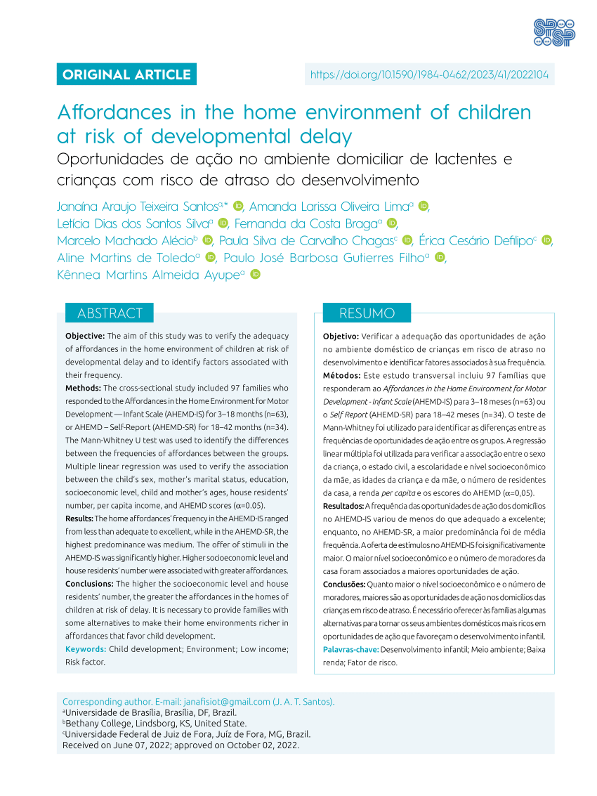 PDF Affordances in the home environment of children at risk of  