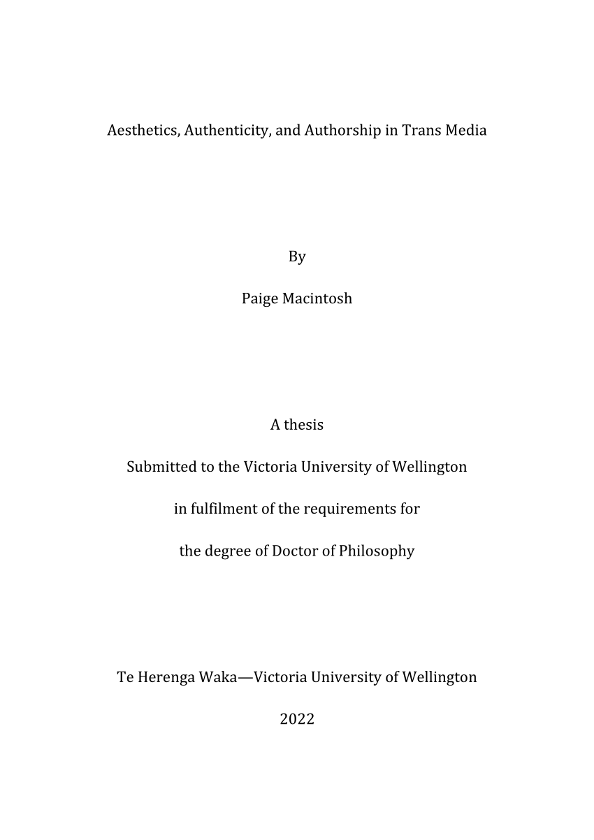 PDF) Aesthetics, Authenticity, and Authorship in Trans Media