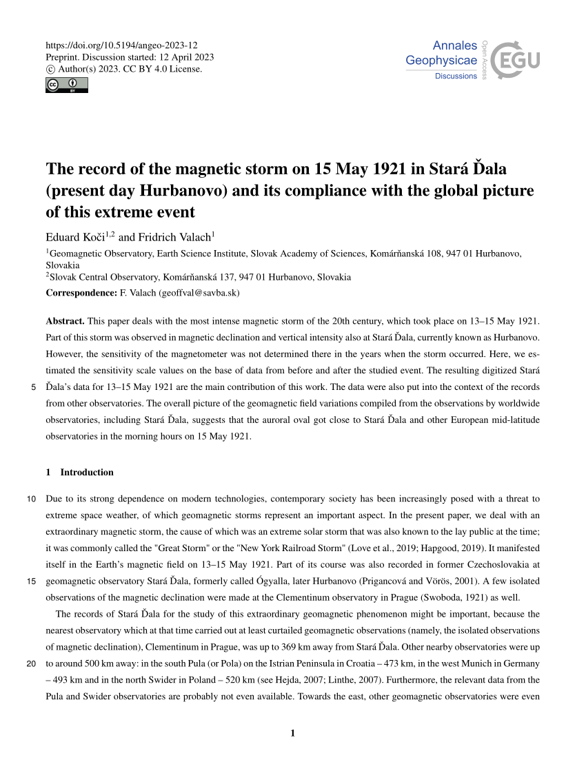 (PDF) The record of the storm on 15 May 1921 in Stará Ďala