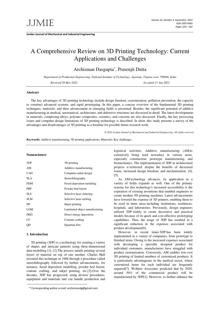 literature review 3d printing