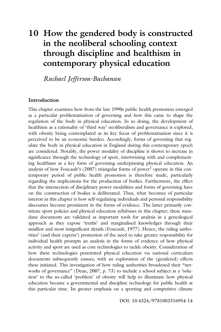 Pdf How The Gendered Body Is Constructed In The Neoliberal Schooling Context Through 