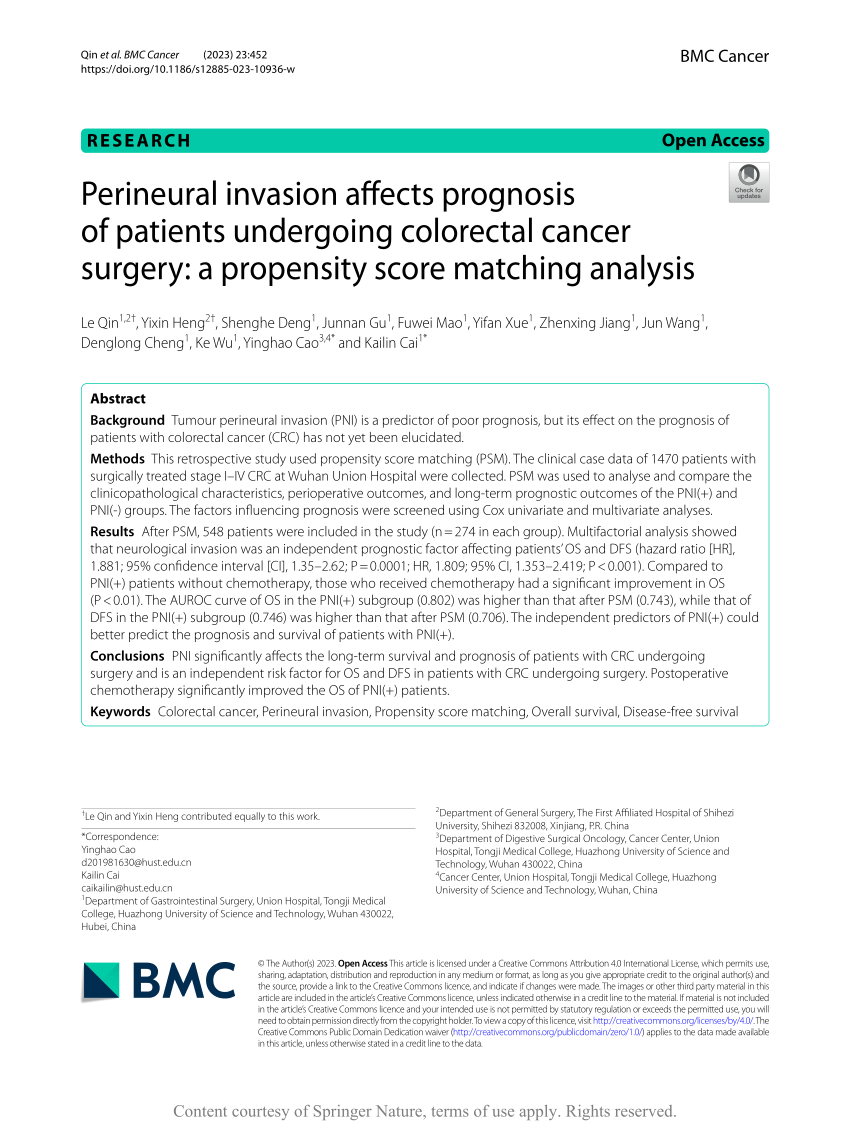 Pdf Perineural Invasion Affects Prognosis Of Patients Undergoing Colorectal Cancer Surgery A 5889