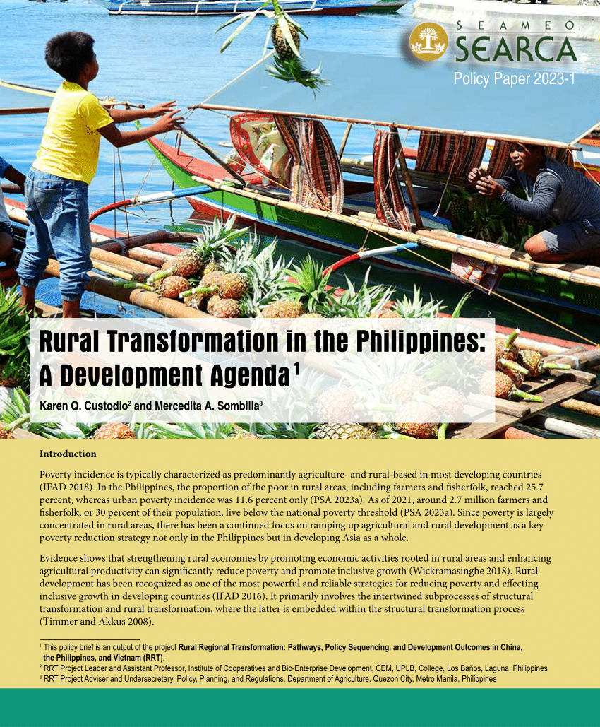 Pdf Rural Transformation In The Philippines A Development Agenda 4833