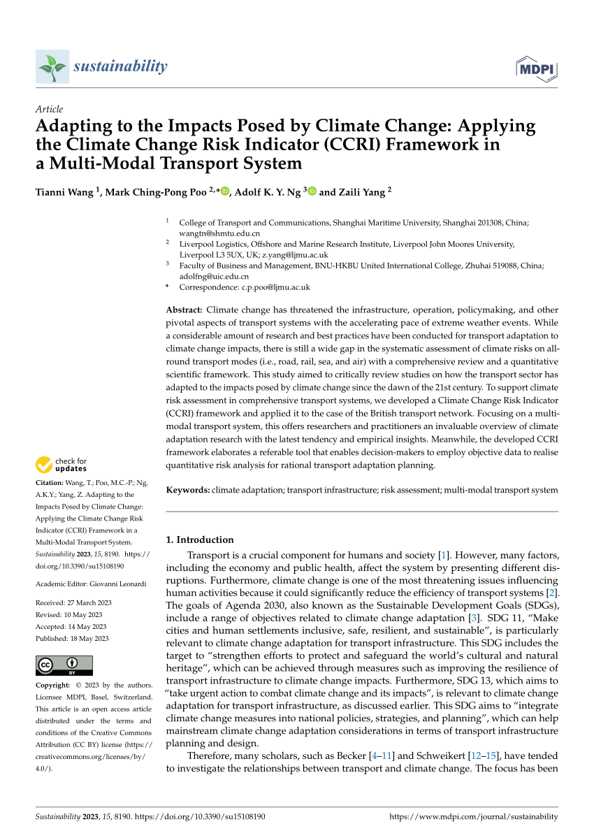 (PDF) Adapting to the Impacts Posed by Climate Change Applying the