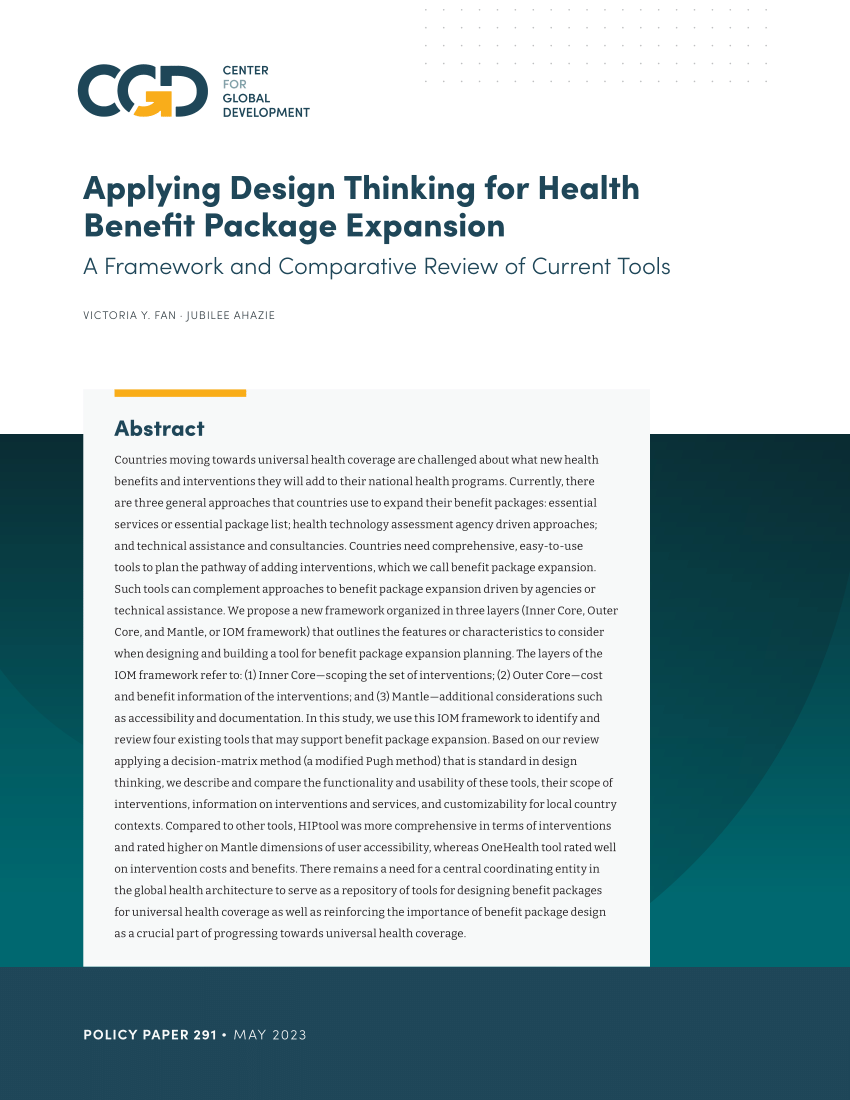 (PDF) Applying Design Thinking for Health Benefit Package Expansion A