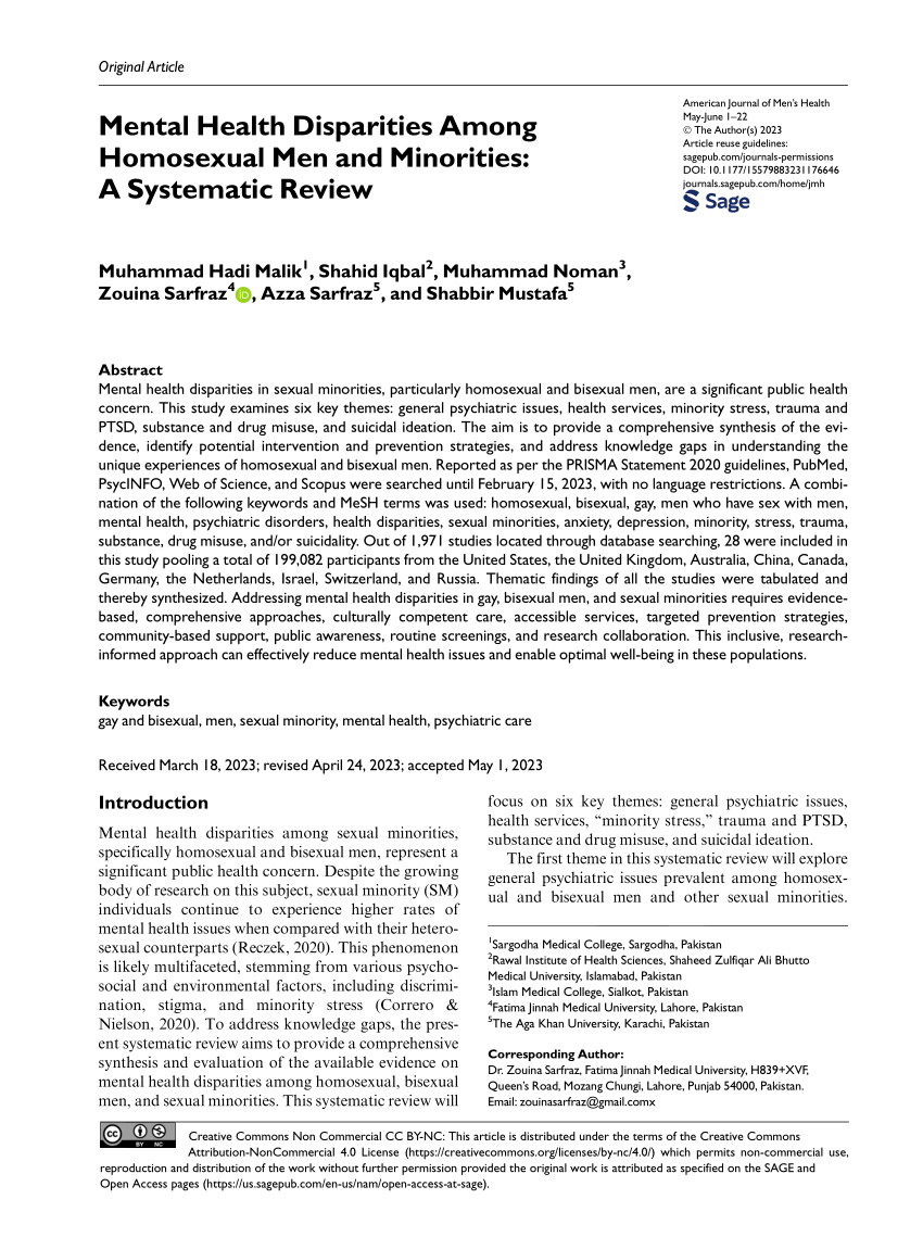 PDF Mental Health Disparities Among Homosexual Men and Minorities