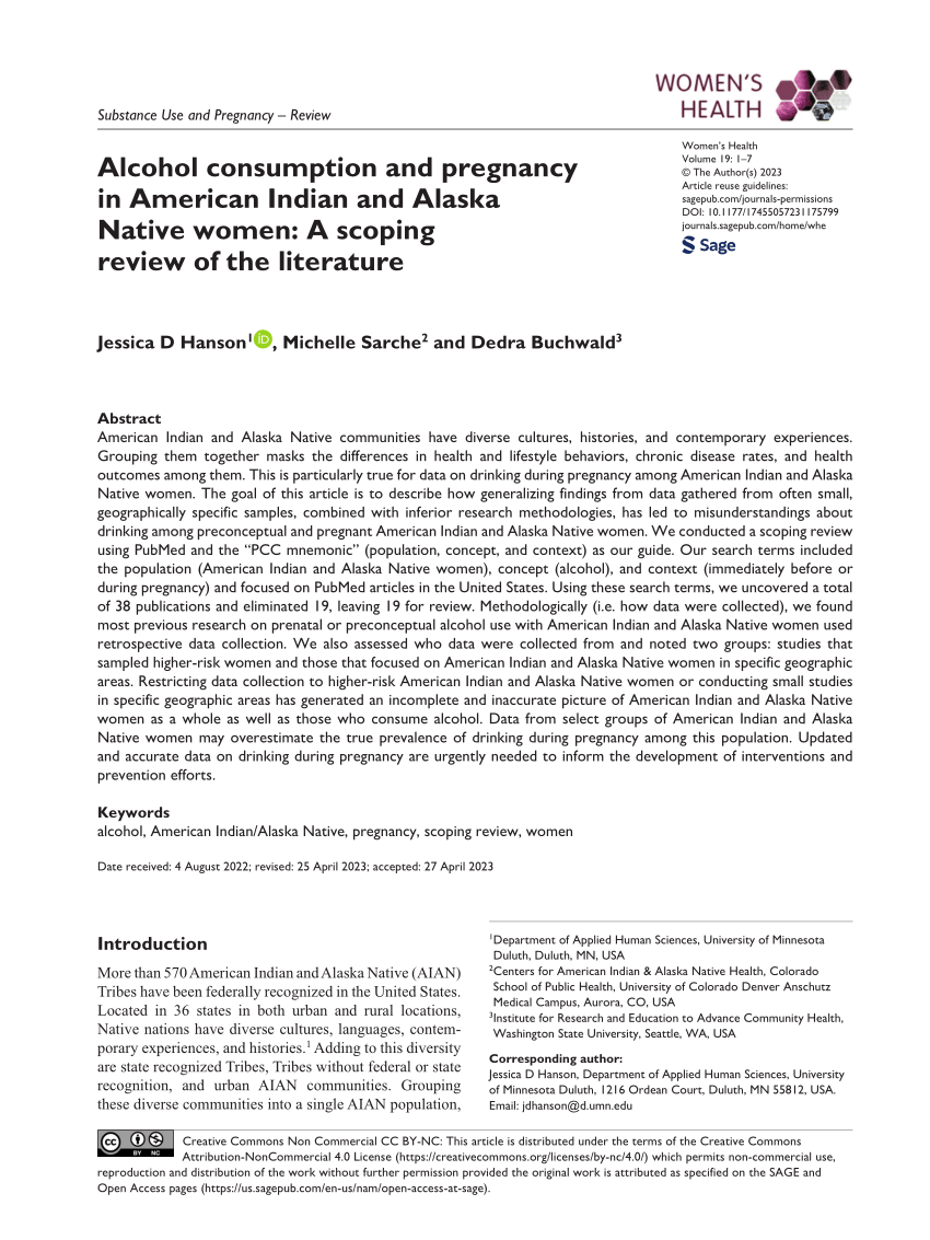 (PDF) Alcohol consumption and pregnancy in American Indian and Alaska