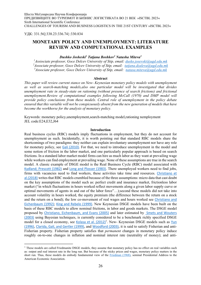 literature review on monetary policy