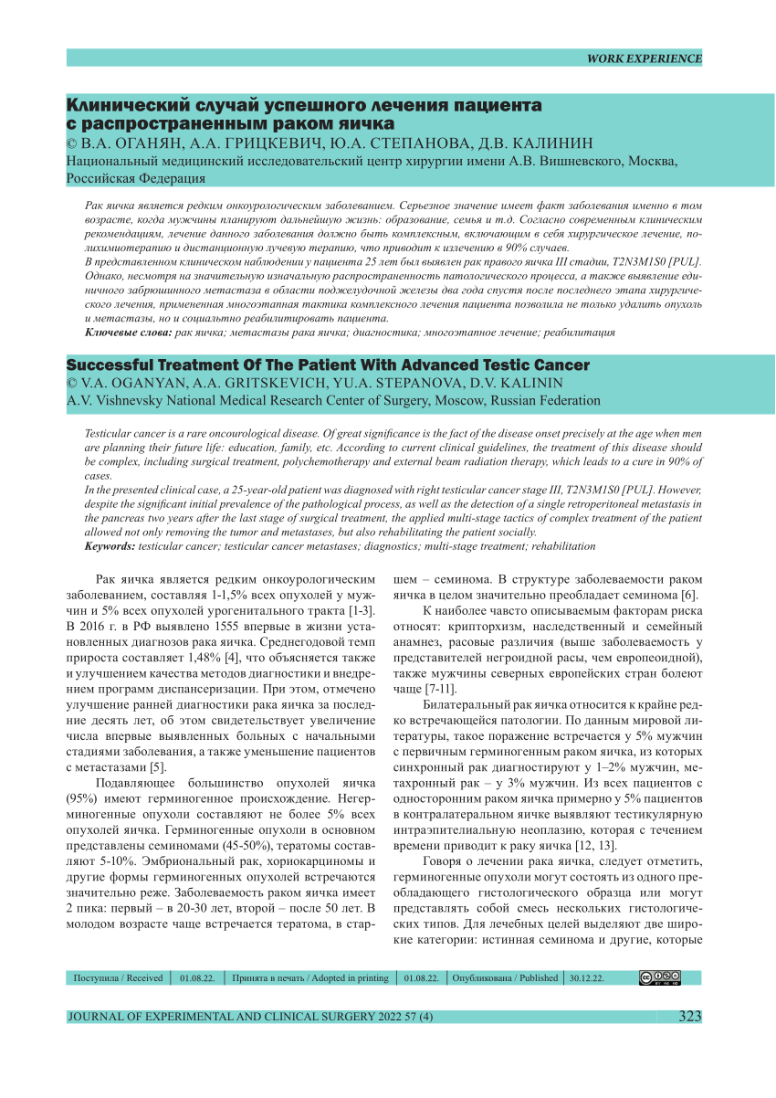 PDF Successful Treatment Of The Patient With Advanced Testic Cancer 