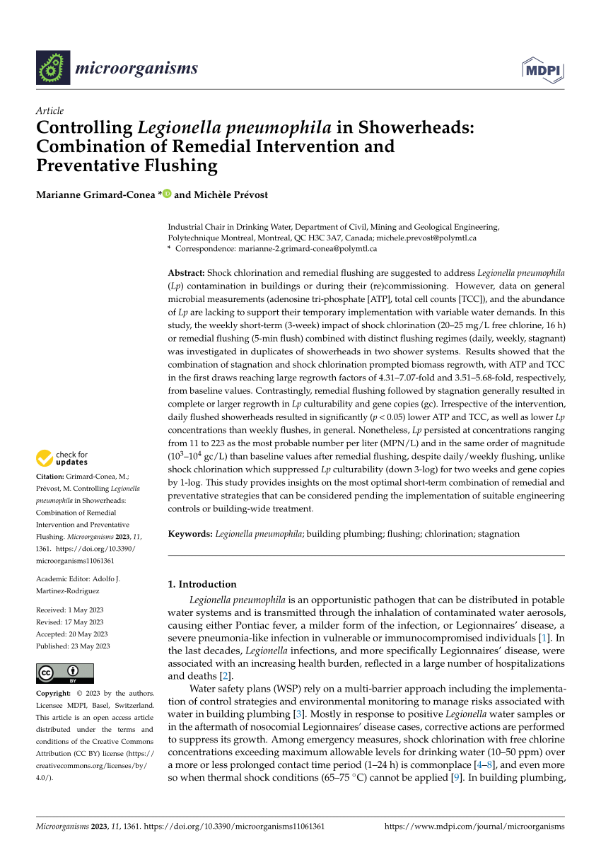 Pdf Controlling Legionella Pneumophila In Showerheads Combination Of Remedial Intervention 9424
