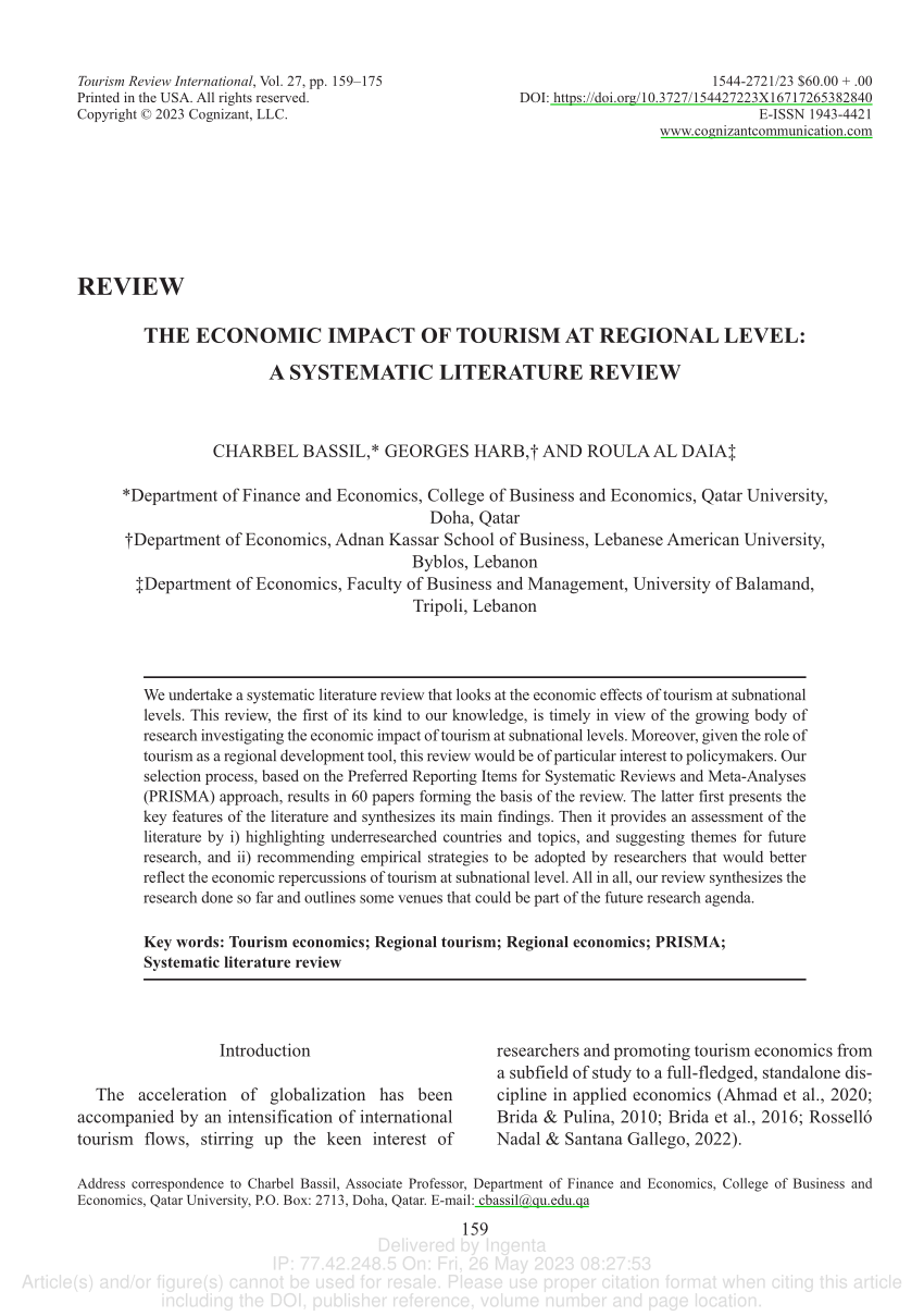 literature review on economic impact of tourism