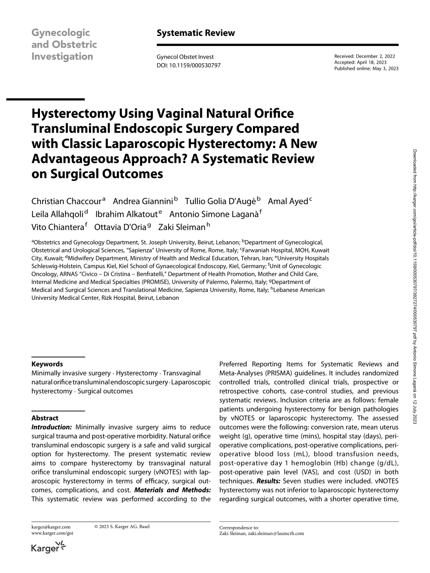 PDF) Hysterectomy using Vaginal Natural Orifice Transluminal