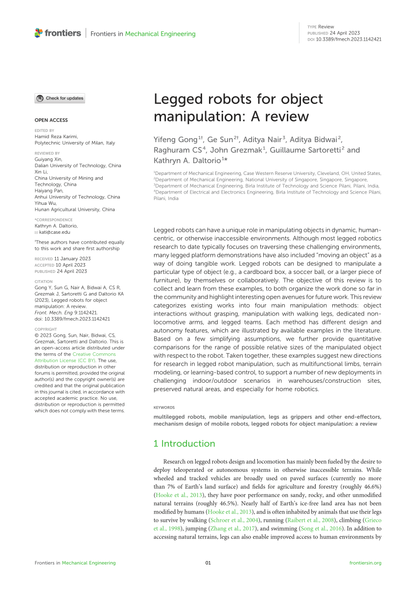 literature review legged robots